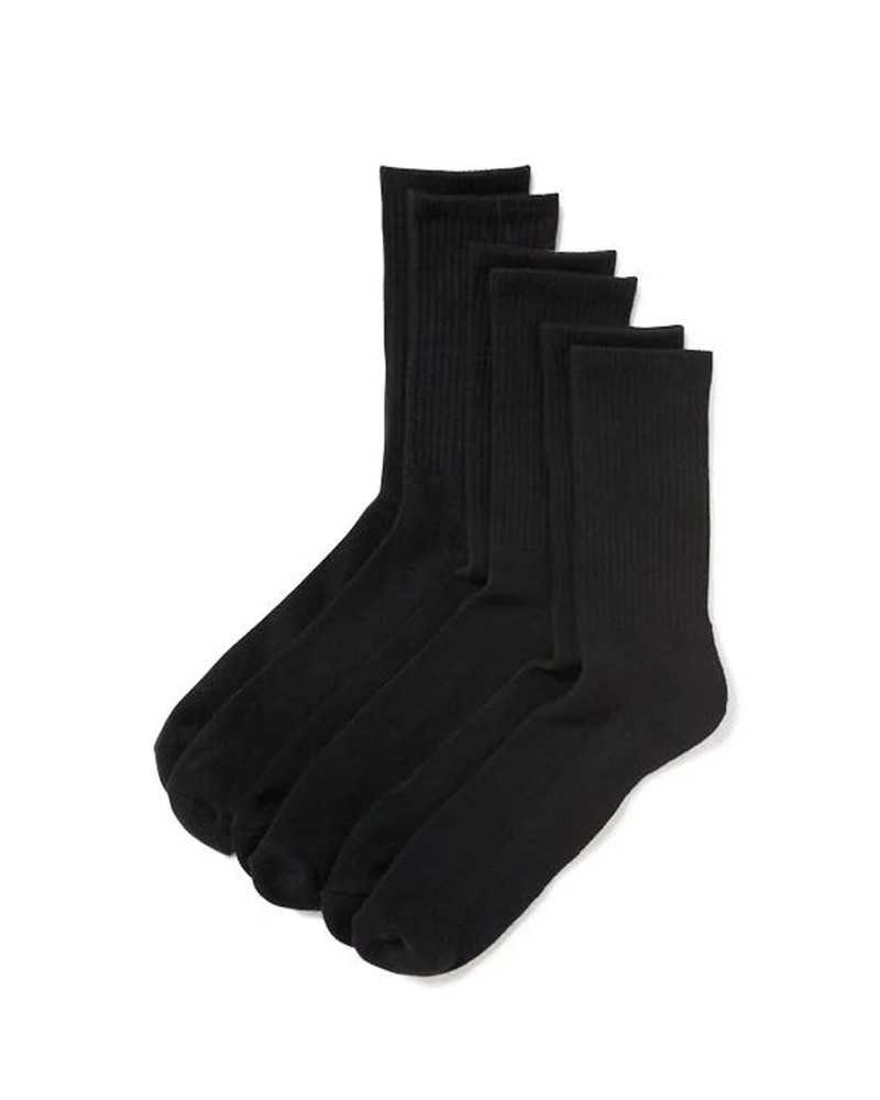 Women's Ribbed Crew Socks Pack of 3 Black $15.60 Socks