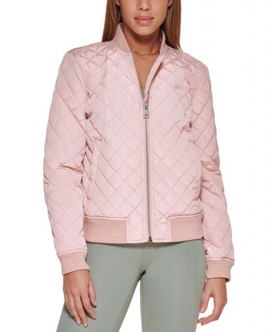 Diamond Quilted Bomber Jacket Rose Mist $37.80 Jackets