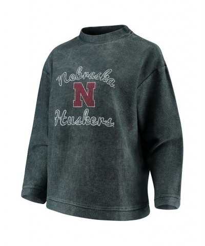 Women's Charcoal Nebraska Huskers Jetway Mineral Wash Corduroy Crew Neck Sweatshirt Charcoal $30.10 Sweatshirts