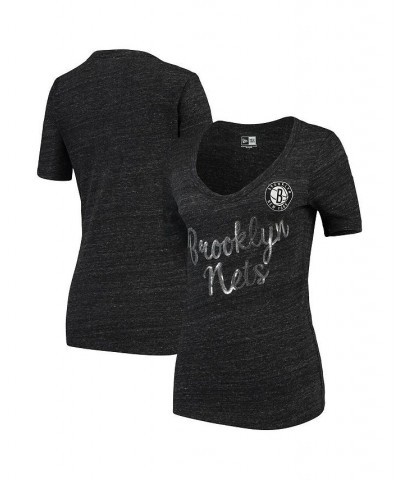 Women's Heathered Black Brooklyn Nets Tri-Blend U-Neck Jersey T-shirt Heathered Black $23.51 Tops