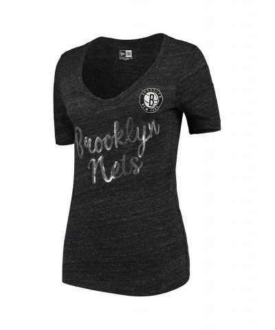 Women's Heathered Black Brooklyn Nets Tri-Blend U-Neck Jersey T-shirt Heathered Black $23.51 Tops