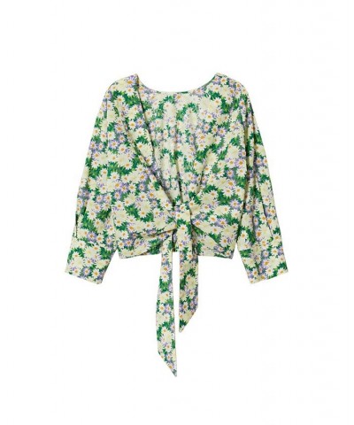 Women's Floral Print Blouse Green $35.69 Tops