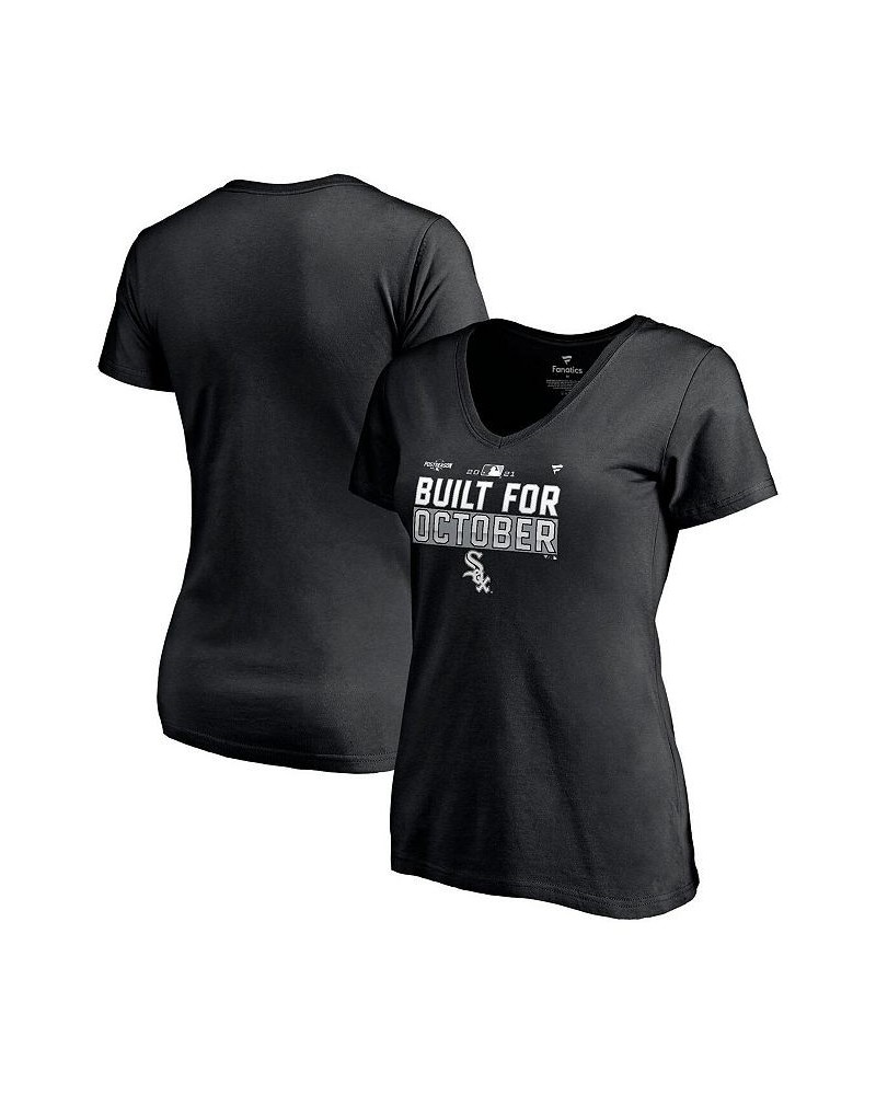 Women's Branded Black Chicago White Sox 2021 Postseason Locker Room Plus Size V-Neck T-shirt Black $17.10 Tops