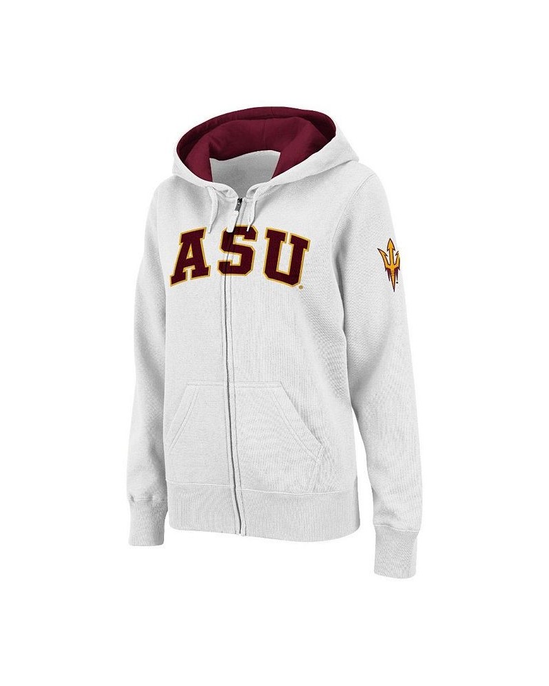 Women's Stadium Athletic White Arizona State Sun Devils Arched Name Full-Zip Hoodie White $29.25 Sweatshirts