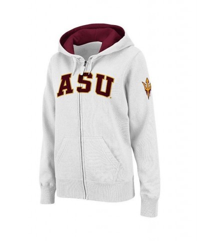 Women's Stadium Athletic White Arizona State Sun Devils Arched Name Full-Zip Hoodie White $29.25 Sweatshirts