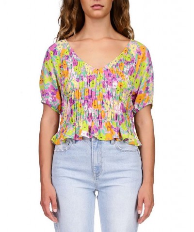 Women's V-Neck Smocked Waist Top Fresh Garden $41.83 Tops