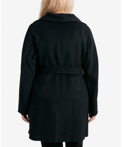 Plus Size Double-Face Belted Wrap Coat Black $84.00 Coats