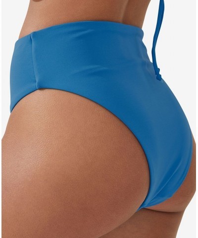 Women's Reversible High-Waist Bikini Bottom Blue $26.54 Swimsuits