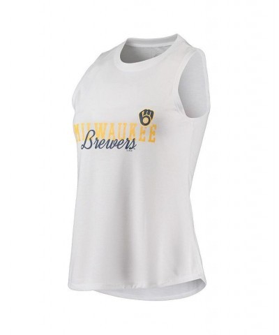 Women's White Black Milwaukee Brewers Sonata Tank Top and Leggings Set White $29.76 Pajama