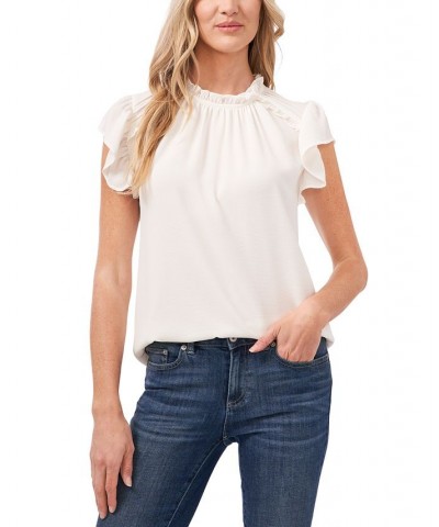 Women's Ruffled Flutter-Sleeve Top & Printed Pleated Skirt White $26.98 Skirts