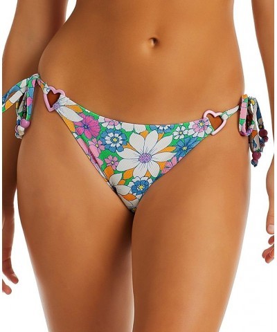 Women's Sweet Daisy Heart-Detail Side-Tie Bikini Bottoms Multi $24.00 Swimsuits