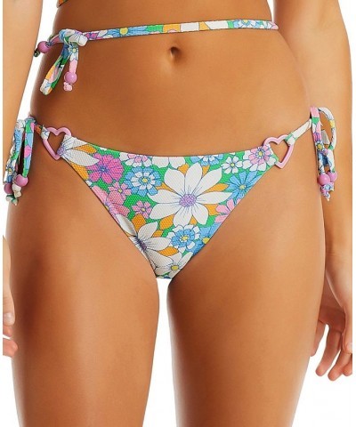 Women's Sweet Daisy Heart-Detail Side-Tie Bikini Bottoms Multi $24.00 Swimsuits