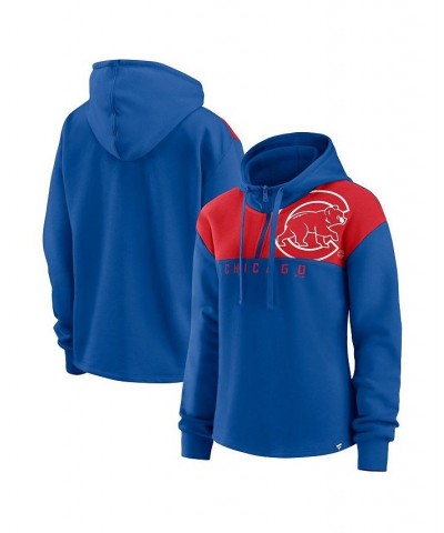 Women's Branded Royal Chicago Cubs Iconic Overslide Color-Block Quarter-Zip Hoodie Royal $31.50 Sweatshirts