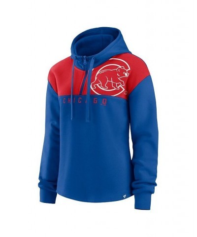 Women's Branded Royal Chicago Cubs Iconic Overslide Color-Block Quarter-Zip Hoodie Royal $31.50 Sweatshirts