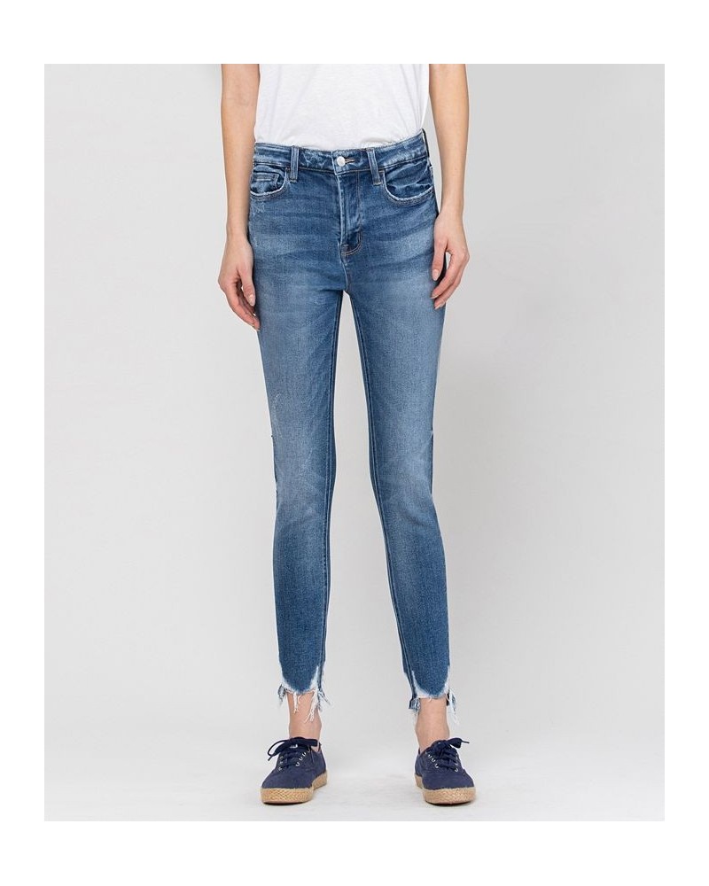 Women's High Rise Ankle Skinny Jeans with Hem Details Medium Blue $36.51 Jeans