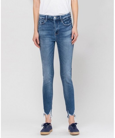 Women's High Rise Ankle Skinny Jeans with Hem Details Medium Blue $36.51 Jeans