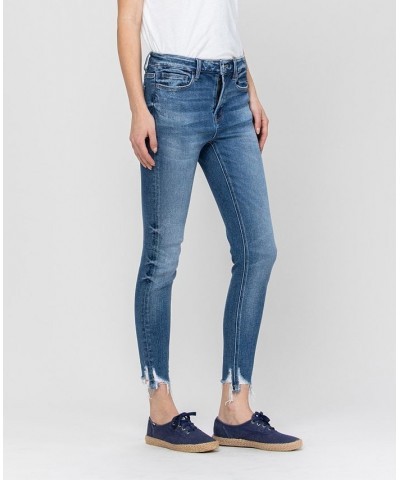 Women's High Rise Ankle Skinny Jeans with Hem Details Medium Blue $36.51 Jeans