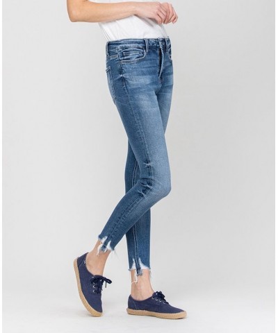 Women's High Rise Ankle Skinny Jeans with Hem Details Medium Blue $36.51 Jeans