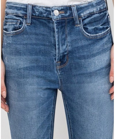 Women's High Rise Ankle Skinny Jeans with Hem Details Medium Blue $36.51 Jeans