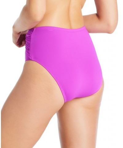 Women's Lets Get Twisted High-Waist Bikini Bottoms Purple $38.34 Swimsuits