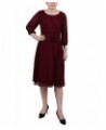 Petite 3/4 Sleeve Clip Dot Dress Red $21.84 Dresses