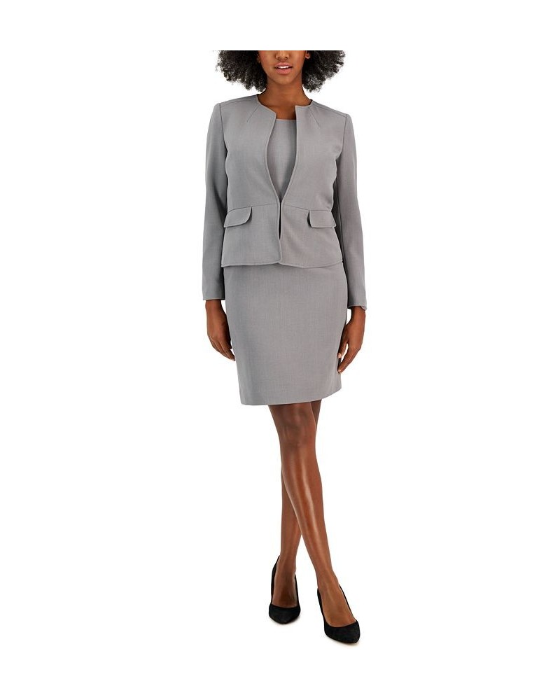 Collarless Dress Suit Regular & Petite Sizes Gray $72.20 Suits