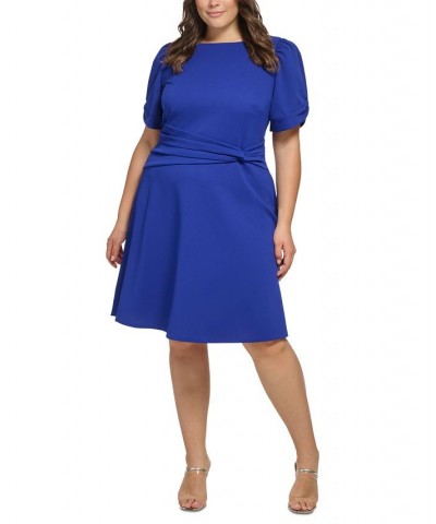 Plus Size Knot-Trim Fit & Flare Dress Marine $56.16 Dresses