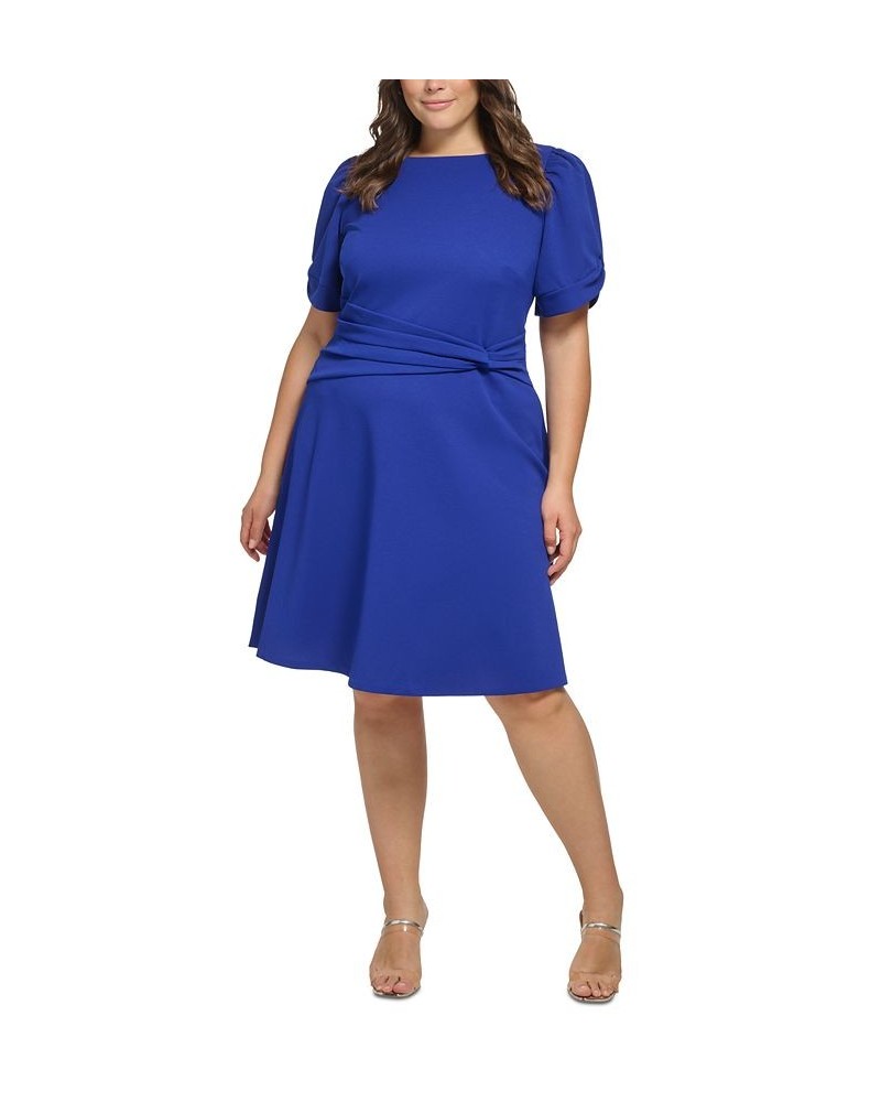 Plus Size Knot-Trim Fit & Flare Dress Marine $56.16 Dresses