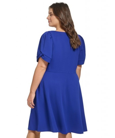 Plus Size Knot-Trim Fit & Flare Dress Marine $56.16 Dresses