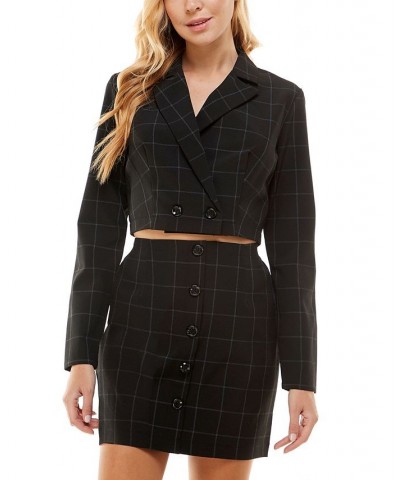 Juniors' Plaid 2-Pc. Blazer & Skirt Set Black/White $20.27 Outfits