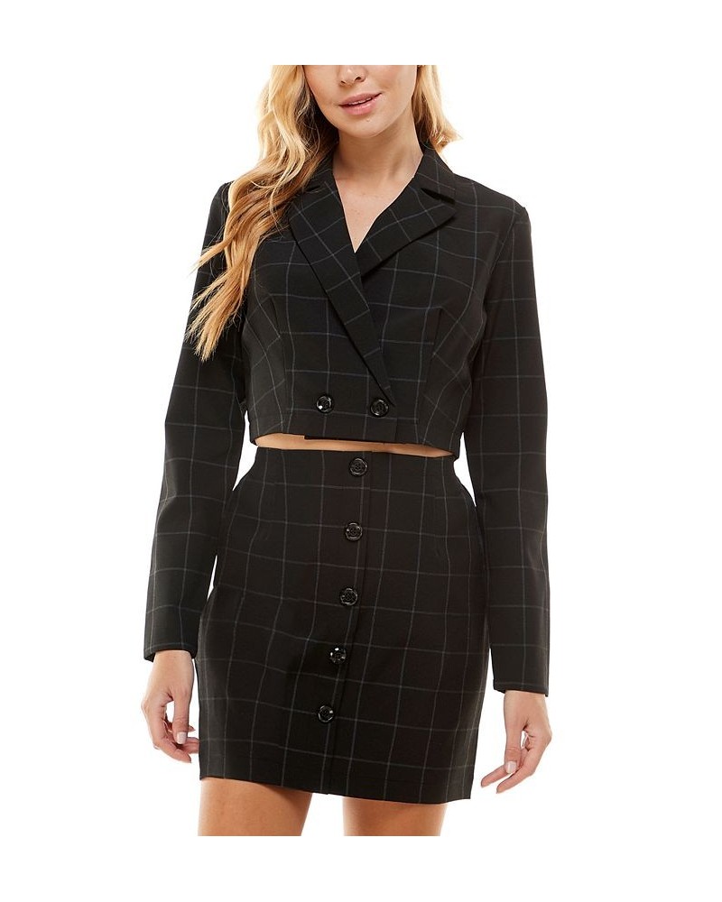 Juniors' Plaid 2-Pc. Blazer & Skirt Set Black/White $20.27 Outfits