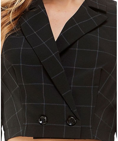 Juniors' Plaid 2-Pc. Blazer & Skirt Set Black/White $20.27 Outfits