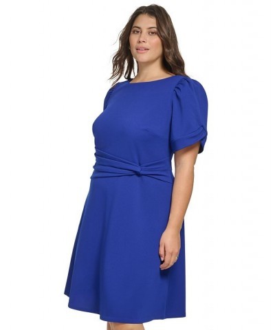 Plus Size Knot-Trim Fit & Flare Dress Marine $56.16 Dresses