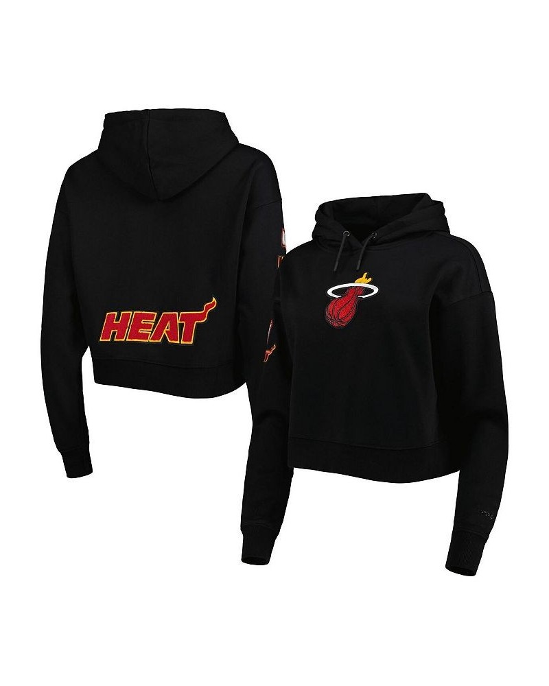 Women's Black Miami Heat Classic Fleece Cropped Pullover Hoodie Black $34.00 Sweatshirts