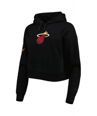 Women's Black Miami Heat Classic Fleece Cropped Pullover Hoodie Black $34.00 Sweatshirts