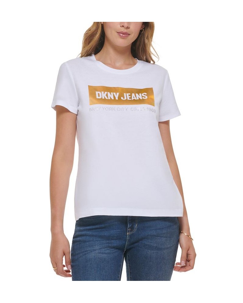 Women's Newspaper-Logo Short-Sleeve T-Shirt White $13.41 Tops