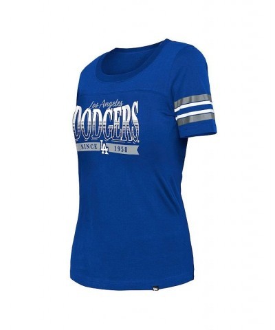 Women's Royal Los Angeles Dodgers Team Stripe T-shirt Royal $23.00 Tops