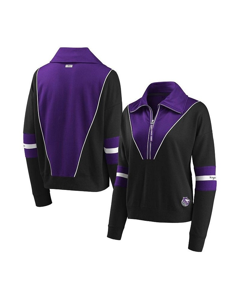 Women's Black Sacramento Kings Colorblocked Half-Zip Jacket Black $36.00 Jackets