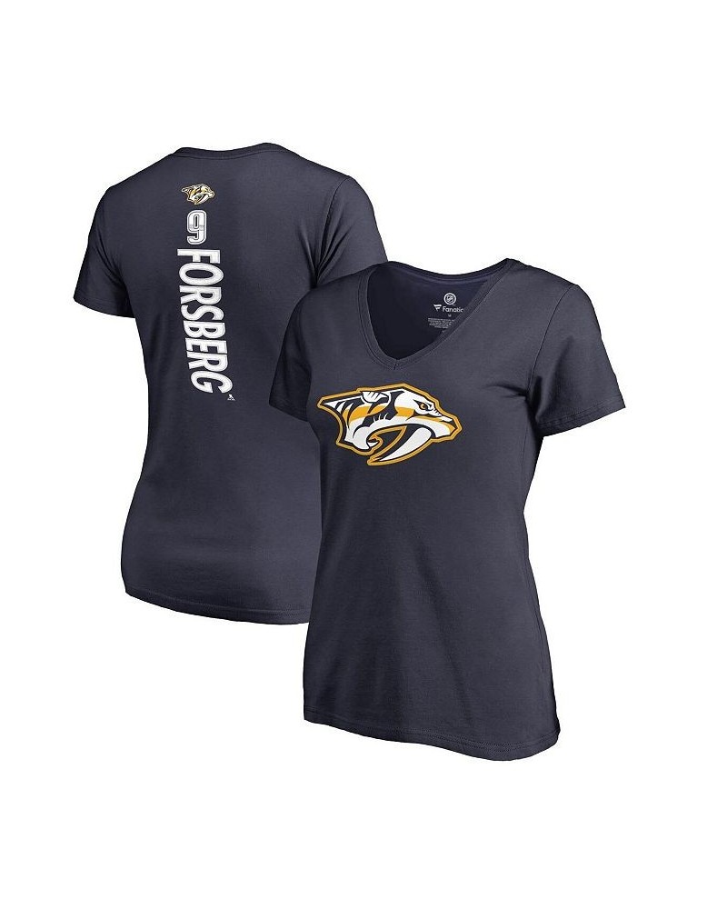 Women's Adult Filip Forsberg Navy Nashville Predators Plus Size Backer Name and Number T-shirt Navy $16.40 Tops