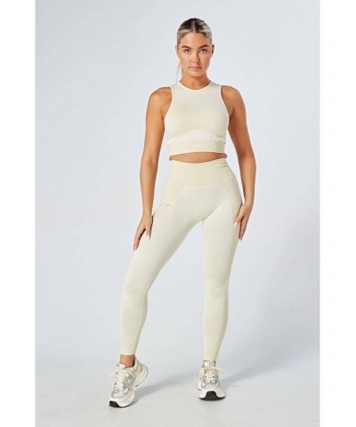 Women's Recycled Colour Block Body Fit Racer Crop Top - Stone Natural $21.62 Tops