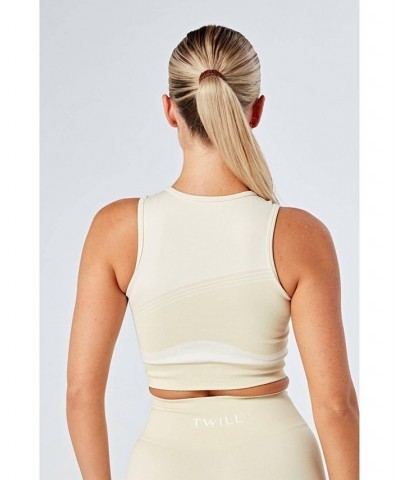 Women's Recycled Colour Block Body Fit Racer Crop Top - Stone Natural $21.62 Tops