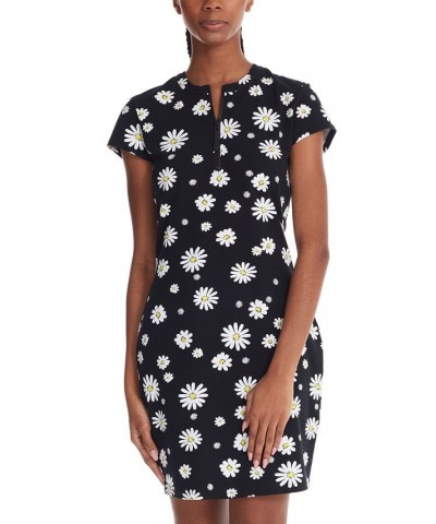 Marc New York Women's Performance Fitted Printed 1/2 Zip Dress Black Daisy $30.33 Dresses