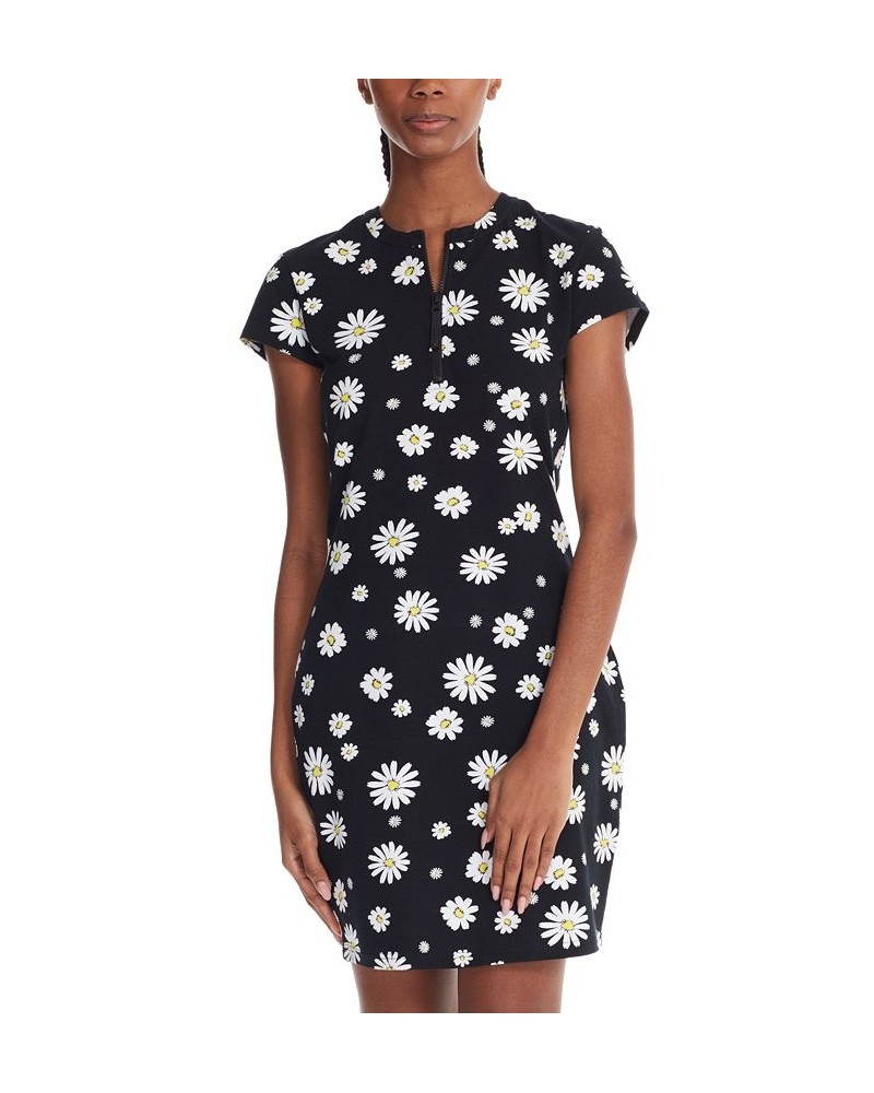 Marc New York Women's Performance Fitted Printed 1/2 Zip Dress Black Daisy $30.33 Dresses