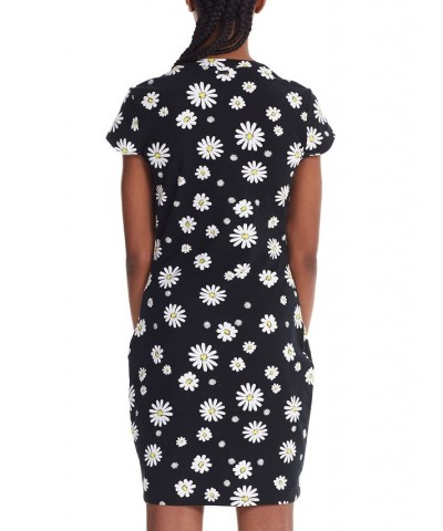 Marc New York Women's Performance Fitted Printed 1/2 Zip Dress Black Daisy $30.33 Dresses