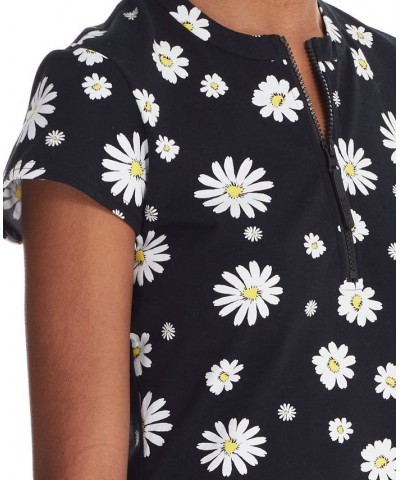 Marc New York Women's Performance Fitted Printed 1/2 Zip Dress Black Daisy $30.33 Dresses