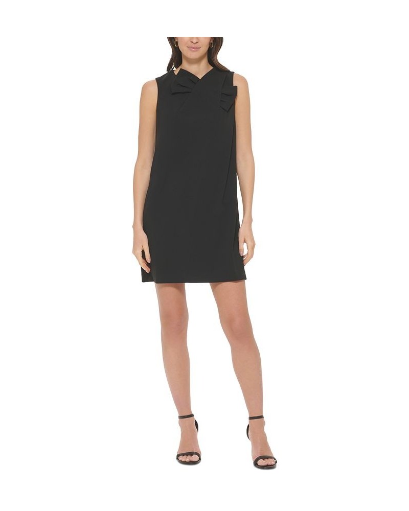 Women's Bow-Neck Scuba Crepe Swing Dress Black $54.72 Dresses