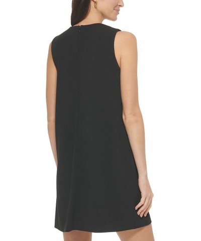 Women's Bow-Neck Scuba Crepe Swing Dress Black $54.72 Dresses