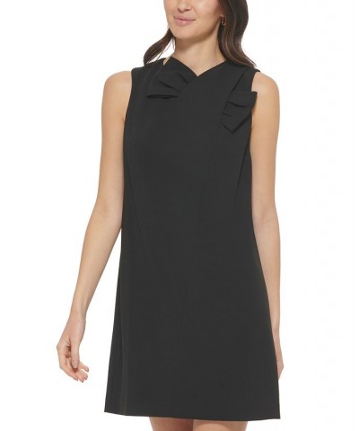 Women's Bow-Neck Scuba Crepe Swing Dress Black $54.72 Dresses