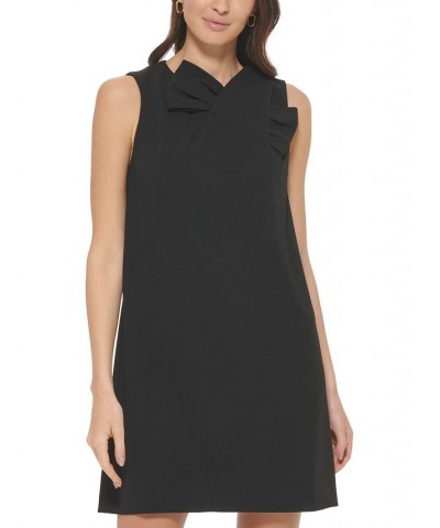 Women's Bow-Neck Scuba Crepe Swing Dress Black $54.72 Dresses