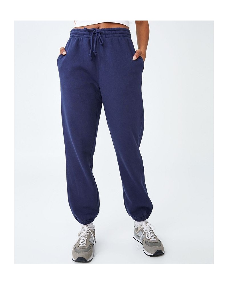 Women's Plush Sweatpant Jogger Vintage-Inspired Navy $23.84 Pants